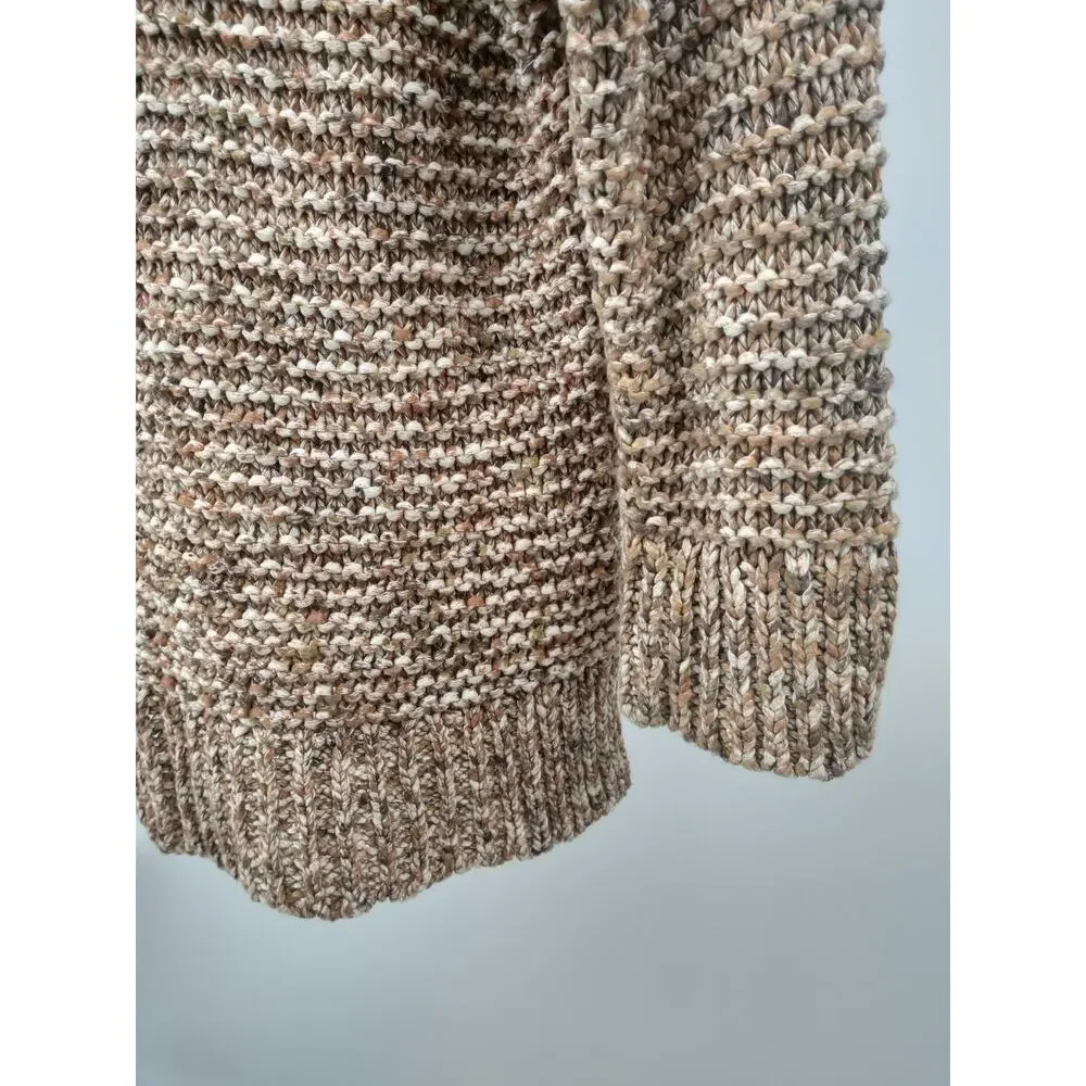 Chico's Sweater 2 L Textured Sherri Pullover‎ Marled Knit 3/4 Sleeve Neutral